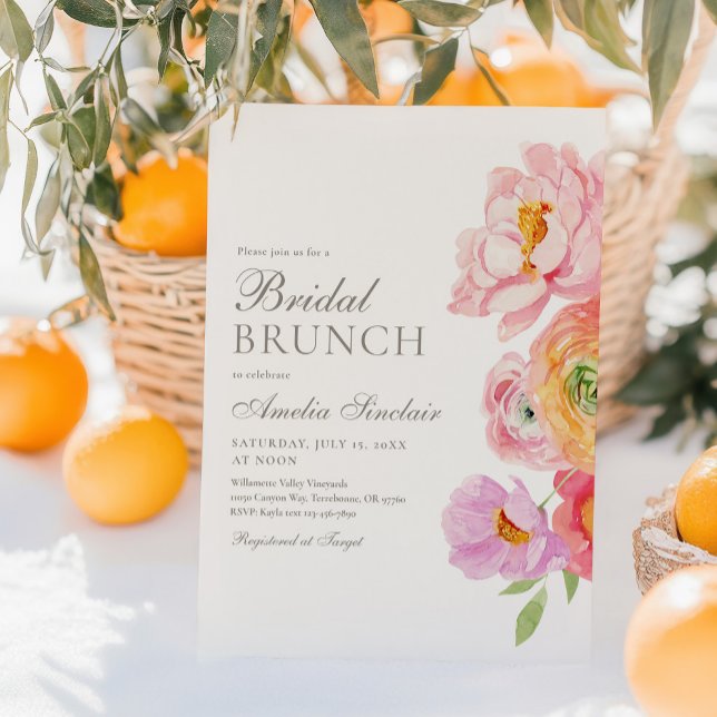Watercolor Bright Floral Bridal Brunch Invitation Einladung (Von Creator hochgeladen)