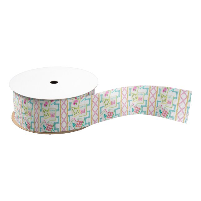 Watercolor Bright Mahjong Tiles Bamboo Ripsband (Spule)