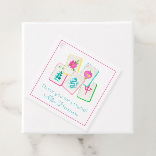 Watercolor Bright Mahjong Tiles Geschenkanhänger (Beispiel)