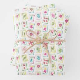 Watercolor Bright Mahjong Tiles Geschenkpapier Set