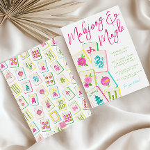 Watercolor Bright Mahjong Tiles Party