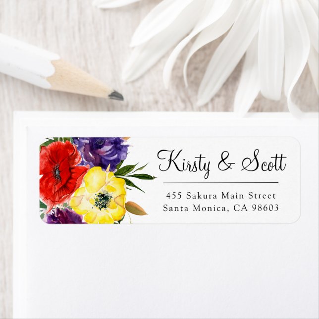 Watercolor Bright Summer Blume Hochzeitsadresse (Insitu)
