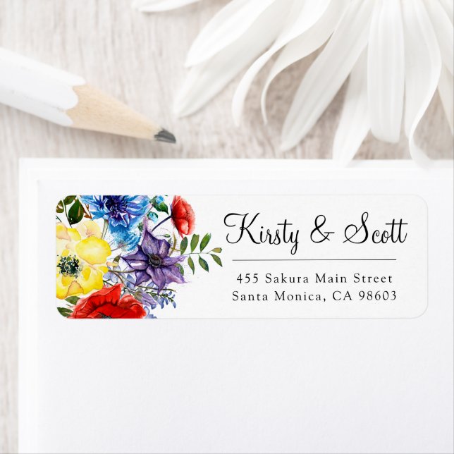 Watercolor Bright Summer Blume Hochzeitsadresse (Insitu)