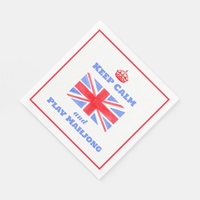 Watercolor-Britische-Union-Jack-Keep-Calm-Mahjong Serviette (Ecke)