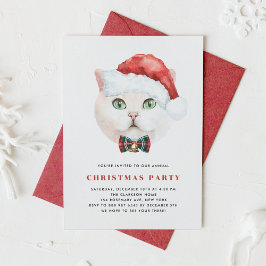 Watercolor British Shorthair Cat Christmas Party Einladung