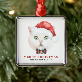 Watercolor British Shorthair Cat Frohe Weihnachten Ornament Aus Metall