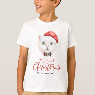 Watercolor British Shorthair Cat Frohe Weihnachten T-Shirt