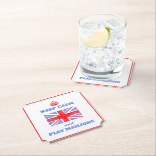 Watercolor British Union Jack Keep Calm Mahjong Untersetzer