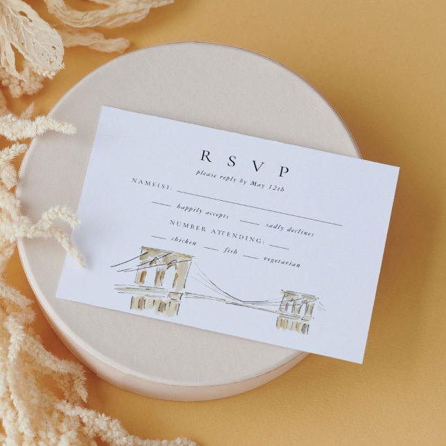 Watercolor Brooklyn Bridge New York Wedding RSVP (Von Creator hochgeladen)
