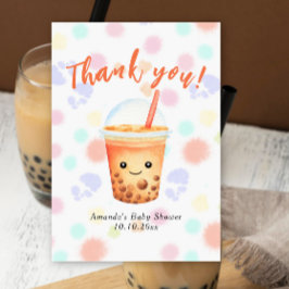 Watercolor Bubble Tea Baby Shower Thank You Dankeskarte