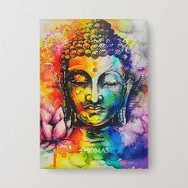 Watercolor Buddha Rainbow Personalized Name Button