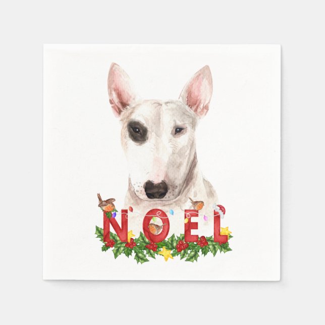 Watercolor Bull Terrier Weihnachten Weihnachten Serviette (Vorderseite)