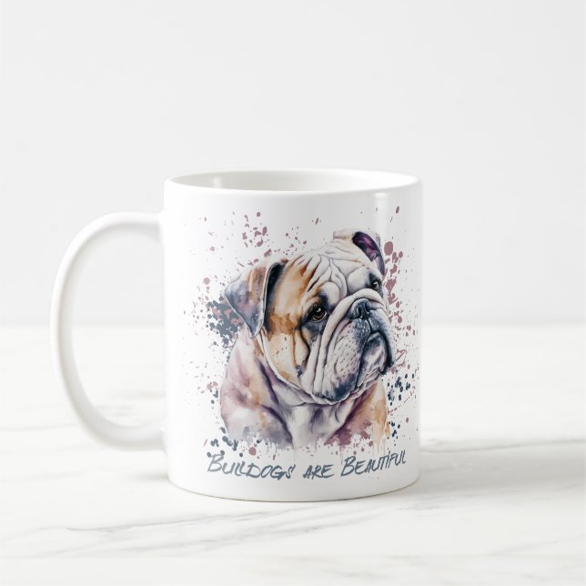 Watercolor Bulldog Kaffeetasse (Links)