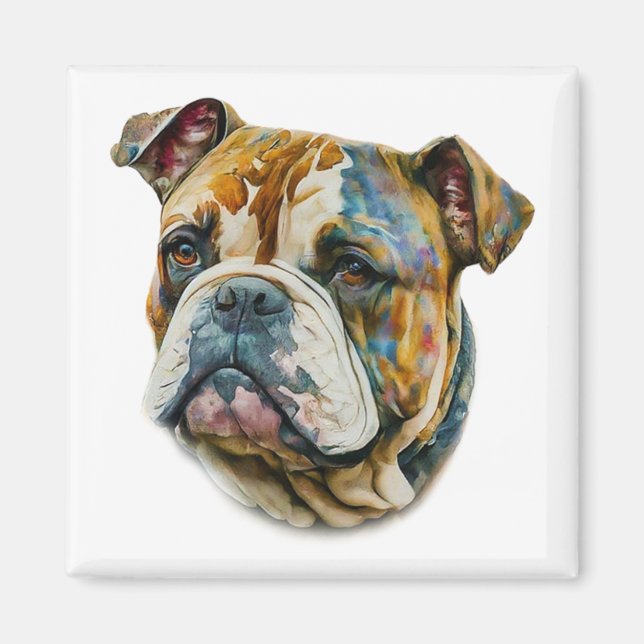 Watercolor Bulldog Magnet (Vorne)