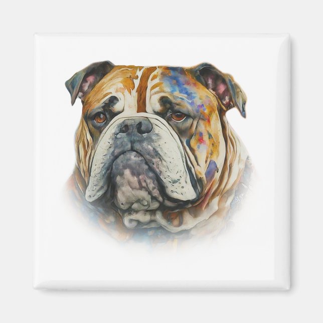 Watercolor Bulldog Magnet (Vorne)