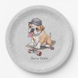 Watercolor Bulldog Paper Plate Pappteller
