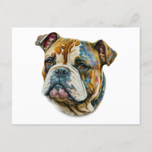 Watercolor Bulldog Postkarte