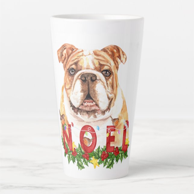 Watercolor Bulldog Weihnachten Weihnachten Milchtasse (Vorderseite)
