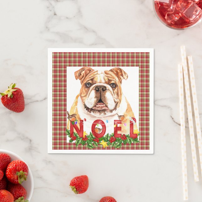 Watercolor Bulldog Weihnachten Weihnachten Serviette (Beispiel)