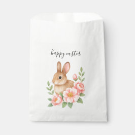 Watercolor Bunnt and Pink Floral Wreath Easter Geschenktütchen