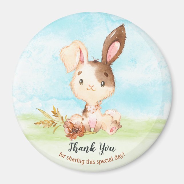 Watercolor Bunny Baby Showfarm Vielen Dank Magnet (Vorne)