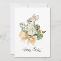 Watercolor Bunny boho Happy Osterfeier