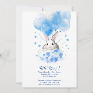 Watercolor Bunny Boy Baby Dusche Einladung