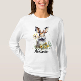 Watercolor Bunny Dandela Long Sleeve T - Shirt