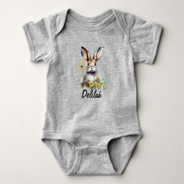 Watercolor Bunny Dandelion Baby Jersey Bodysuit Baby Strampler