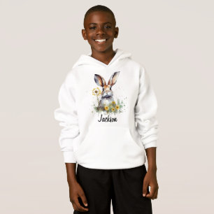 Watercolor Bunny Dandelion Kids's Pullover Hoodie