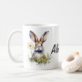 Watercolor Bunny Dandelion Persönliche Umarmung Kaffeetasse