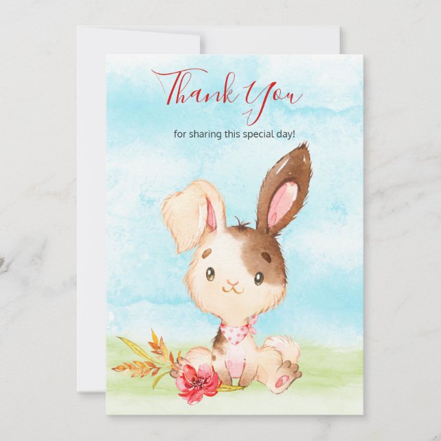 Watercolor Bunny Farm Vielen Dank Dankeskarte (Vorderseite)