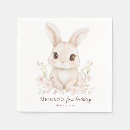 Watercolor Bunny First Birthday Party Tableware Serviette