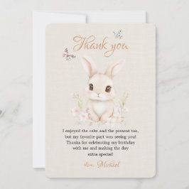 Watercolor Bunny First Birthday Thank You Dankeskarte