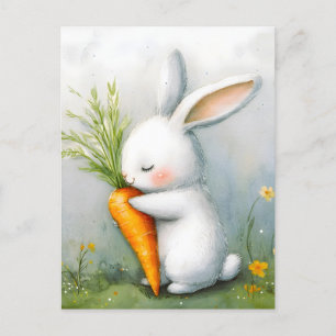 Watercolor Bunny Happy Harvest Feiertagspostkarte