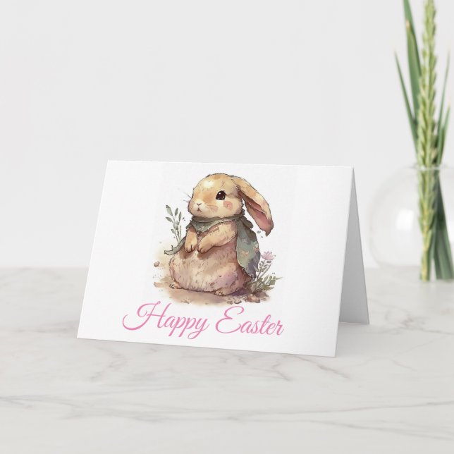 Watercolor Bunny Niedlich Ostercard Dankeskarte (Vorderseite)