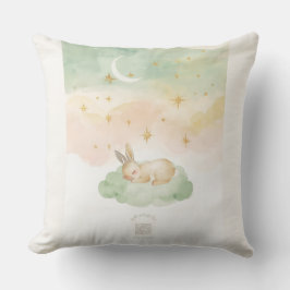 Watercolor Bunny Nursery Pillow | Pastel Mint Kissen