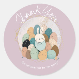 Watercolor Bunny Oaster Danke, dass ihr Baby Dusch Runder Aufkleber
