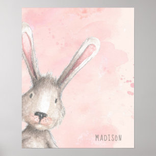 Watercolor Bunny Rabbit individuelle Name Poster