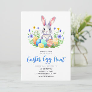 Watercolor Bunny Rabbit Ostereier Jagd Einladung