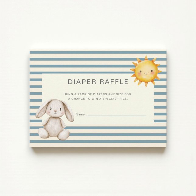 Watercolor Bunny Son Baby Shower Diaper Raffle  Begleitkarte (Von Creator hochgeladen)