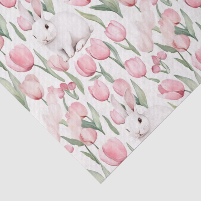 🌷🐇Watercolor Bunny & Tulip Easter  Seidenpapier (Detail)