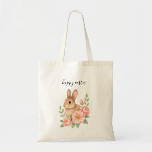 Watercolor-Bunt-und-Rosa-floraler-Kranz-Ostern-Thr Tragetasche