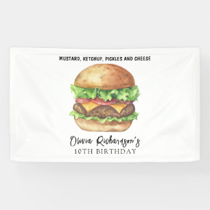 Watercolor Burger Party Geburtstag Banner