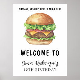 Watercolor Burger Party Geburtstag Poster