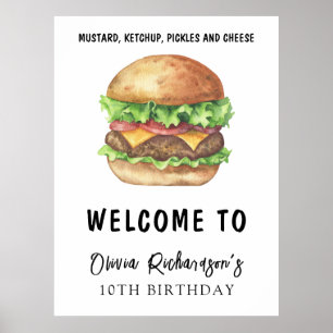 Watercolor Burger Party Geburtstag Poster