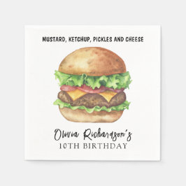 Watercolor Burger Party Geburtstag Serviette