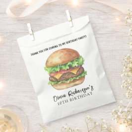 Watercolor Burger Party Geburtstag Vielen Dank Geschenktütchen