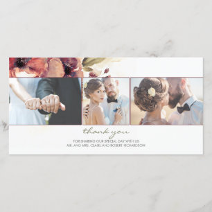 Watercolor Burgund Blume Foto Hochzeit Vielen Dank Dankeskarte