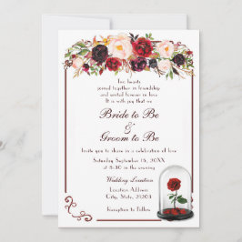 Watercolor Burgund Rote Rose Hochzeit Einladung